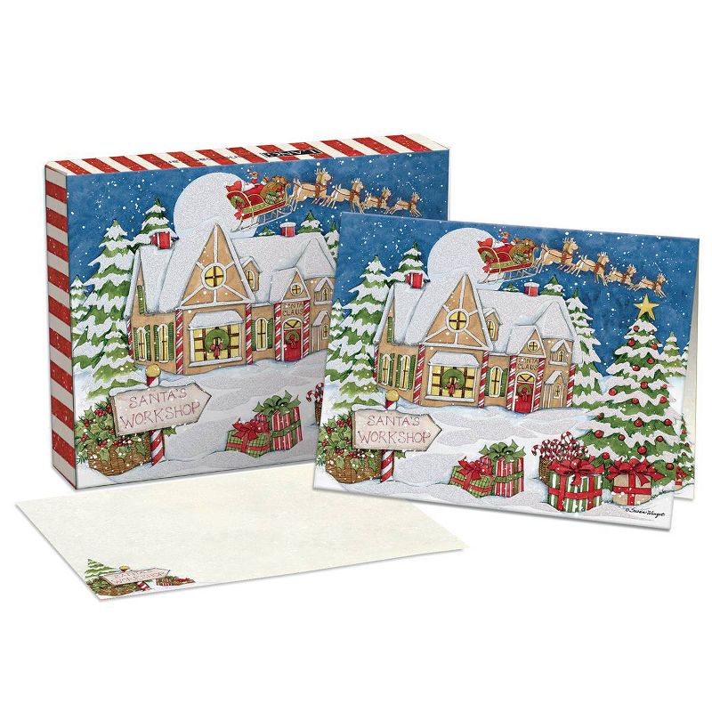 LANG 18ct Santa&#39;s Workshop Boxed Holiday Greeting Card Pack, 1 of 5