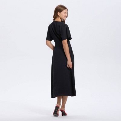 chinese dress ladies A- Line Button Down Midi Dress main image 0