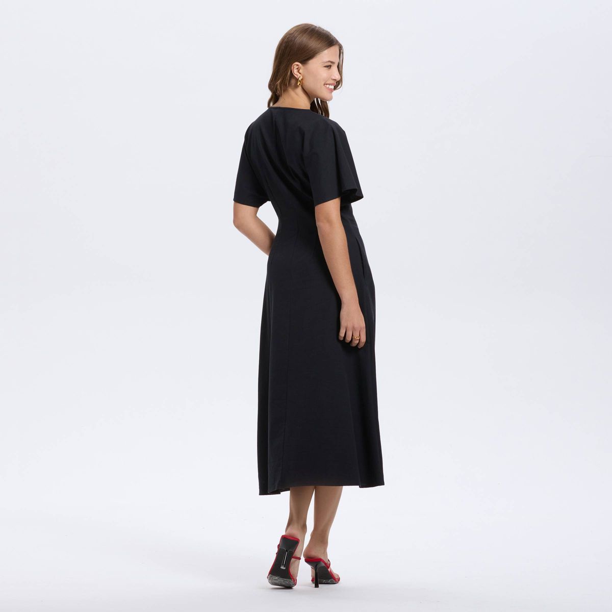 Women's Short Sleeve Button-Down Flared Midi A-Line Dress - A New Day™ - thumbnail 5