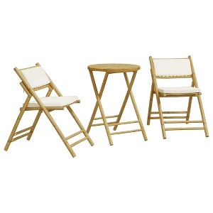 vidaXL Bistro Set Cream White Bamboo, Fabric, Foam, Cotton fiber Medium - Cream white 21.7" x 29.5" - 1 of 4
