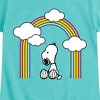 Girls' - Peanuts - Snoopy Looking Up Rainbow Fitted Short Sleeve Graphic T-Shirt - 2 of 4