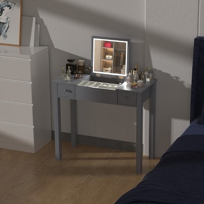 HDZNVF Multifunctional Vanity Desk with Flip-top Mirror & Storage, Makeup Table 2 Drawers & 3 Removable Organizer Boxes