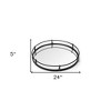 HomeRoots 24" Silver Round Metal Indoor Outdoor Tray With Handles - 3 of 4