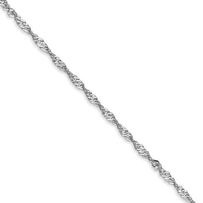 Black Bow Jewelry 1.7mm 10k White Gold Polished Singapore Chain Necklace