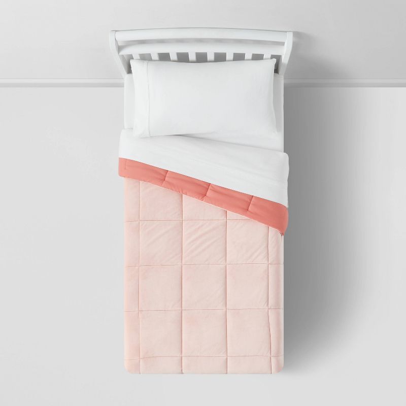 Toddler Kids&#39; Comforter Windowpane Velvet Pink - Pillowfort&#8482;, 3 of 5
