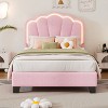 NicBex Twin Upholstered Bed Frame with Elegant Flower-Shaped Headboard,Adjustable Headboard with LED Lights,Wood Slats Support,Easy Assembly,Pink - 2 of 4