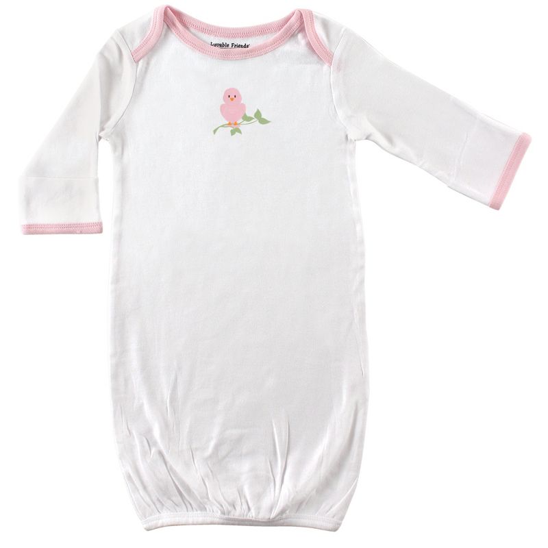 Luvable Friends Baby Girl Cotton Gowns, Bird, 0-6 Months, 4 of 6