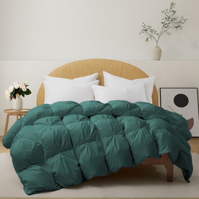Peace Nest All Season White Goose Feather Down Gusseted Comforter 100% Cotton Cover with Pintuck Pleat