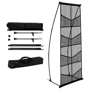 VEVOR Brochure Display Stand, 4-Tier 8 Pockets Mesh Literature Display Holder, Floor Standing Magazine Newspaper Catalog Rack Black - 1 of 4