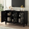 47.2" MDF TV Stand with Floral Window Pattern Doors, Sideboard with 3 Cabinets, Adjustable Shelves, and Solid Wood Legs for Living Room - 3 of 4