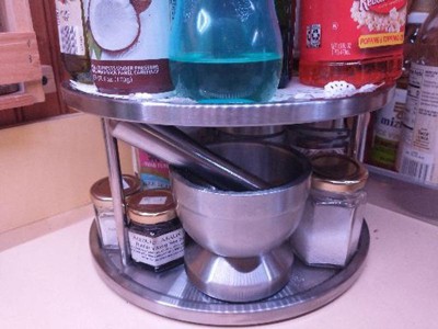 Juvale Lazy Susan Organizer For Cabinet 2 Tier Spice Rack Kitchen Supplies Stainless Steel 10.5 In Target