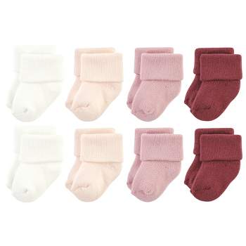 Hudson Baby Infant Girl Cotton Rich Newborn and Terry Socks, Solid Blush Pink