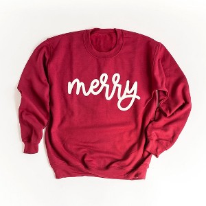 Simply Sage Market Women's Graphic Sweatshirt Merry Bold Cursive Puff Print - 1 of 4