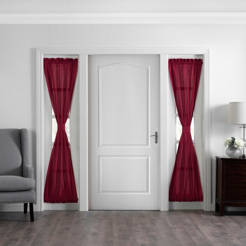 Colette Faux Silk Sidelight Front Door Single Window Curtain Panel - 28" x 72" - Elrene Home Fashions, 1 of 4