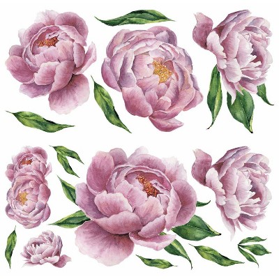 Large Pink Peony Peel and Stick Wall Decals