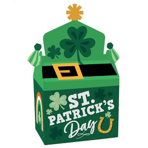 Big Dot of Happiness Shamrock St. Patrick's Day - Treat Box Party Favors - Saint Paddy's Day Party Goodie Gable Boxes - Set of 12 - 1 of 4