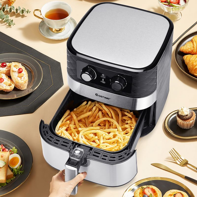 Costway 5.3 QT Electric Hot Air Fryer 1700W Stainless steel Non-Stick Fry Basket, 2 of 11