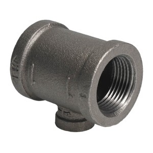 Pipe Decor 1 in. x 1 in. x 1/4 in. Black Reducing Tee - 1 of 4