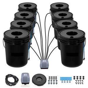 VEVOR DWC Hydroponic System, 5 Gallon 8 Buckets, Deep Water Culture Growing Bucket, Hydroponics Grow Kit with Pump, Black - 1 of 4