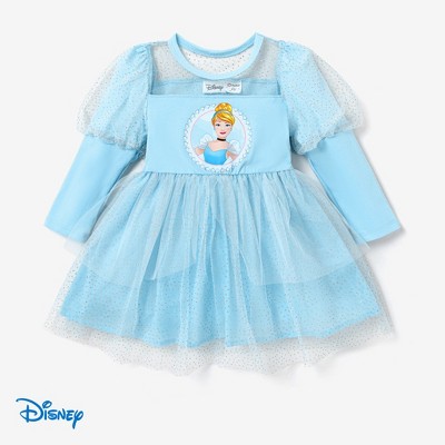 Disney Princess Baby Toddler Girl Flutter Long Sleeves Tulle Dress Birthday Party Costume