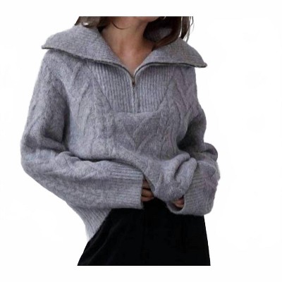 Women's Mary-Ann Front Zip Cable Sweater - CRESCENT