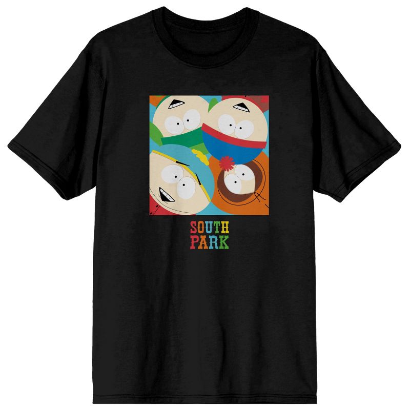 South Park Square Art Crew Neck Short Sleeve Black Men's T-shirt, 1 of 3