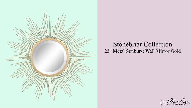 23&#34; Metal Sunburst Wall Mirror Gold - Stonebriar Collection, 2 of 13, play video