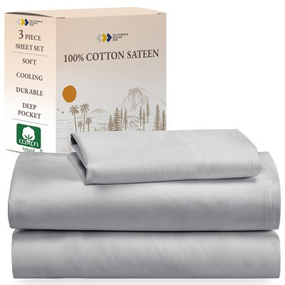 Soft 100% Cotton Sheets Set - Cooling Durable Sateen, Deep Pocket - by California Design Den