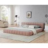 King Size Upholstered Platform Bed Frame Chenille Thick Fabric Headboard Solid Wood Slats No Box Spring Easy Assembly Living Room - 3 of 4