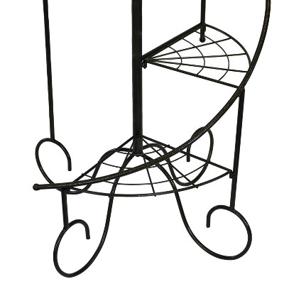 56" Black Iron 4-Tier Spiral Staircase Plant Stand Set