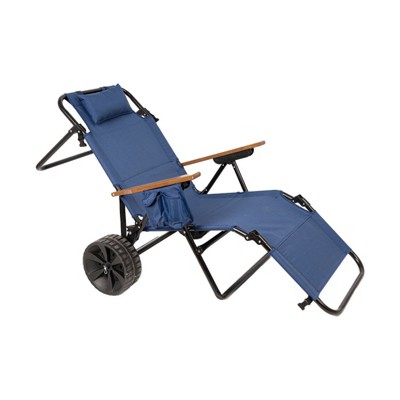 NicBex 2-in-1 Foldable Beach Lounge Chair with Pull Cart & Wheels, Integrated Wagon for Pool, Picnic, Backyard