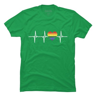 Adult Design By Humans Heartbeat Rainbow Heart Pride By KangThien T-Shirt