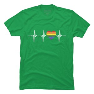 Adult Design By Humans Heartbeat Rainbow Heart Pride By KangThien T-Shirt - 1 of 2