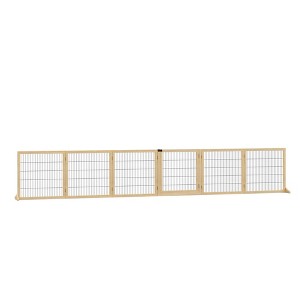 Skyzone 6-Panel Pinewood & Steel Folding Pet Gate with Support Feet for Small/Medium Dogs - Natural - 1 of 4