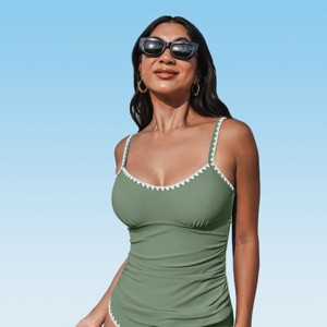 Women's Plum/Olive Scoop Neck Tankini Top - Cupshe - 1 of 3