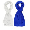 Wrapables Lightweight Silky Satin Solid Colored Scarf (Set of 2), Midnight Blue and White - 4 of 4
