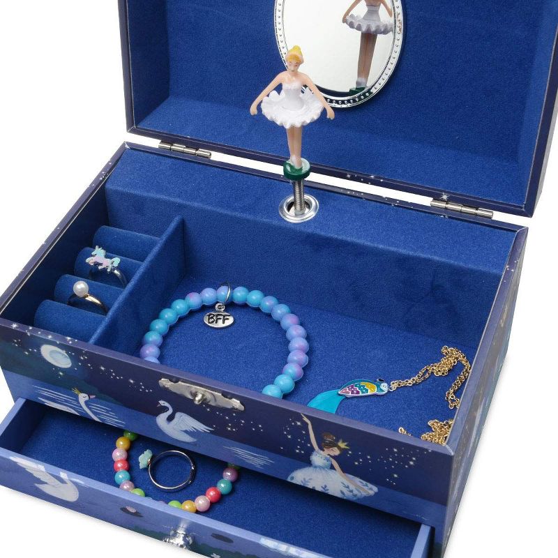 Jewelkeeper Glitter Design Ballerina Musical Jewelry Storage Box, Swan Lake Tune, Blue, 4 of 7