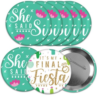 Big Dot of Happiness Final Fiesta - 3 inch Last Fiesta Bachelorette Party Badge - Pinback Buttons - Set of 8