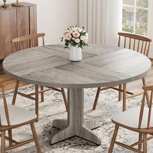 47" Round Dining Table for 4 - Wood Base Multi-Use Kitchen, Dining & Living Room (Table Only) - 1 of 4