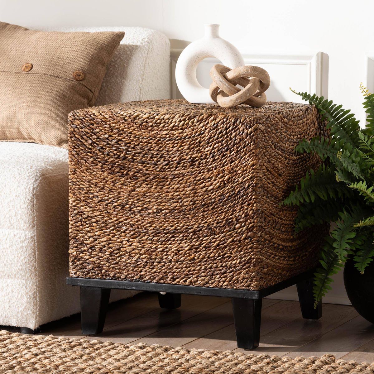 bali & pari Verino End Table Natural Seagrass/Espresso Brown - thumbnail 3