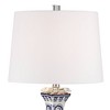 Barnes and Ivy Traditional Table Lamp with USB Charging Port 28" Tall Blue White Floral Porcelain White Drum Shade for Living Room Bedroom - 4 of 4