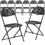 Emma and Oliver 8 Pack. 650 lb. Capacity Plastic Fan Back Folding Chair
