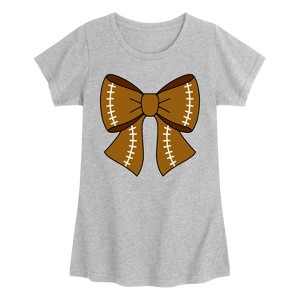 Girls' - Instant Message - Football Bow Fitted Short Sleeve Graphic T-Shirt - 1 of 4