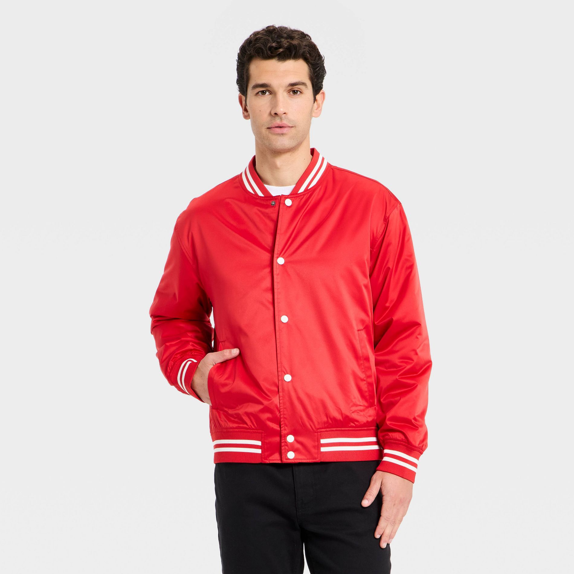 Men's Satin Bomber Jacket - Goodfellow & Co™ Cherry Red XXL