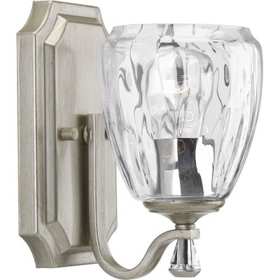 Progress Lighting Anjoux 1-Light Wall Sconce, Silver Ridge, Clear Water Glass Shade