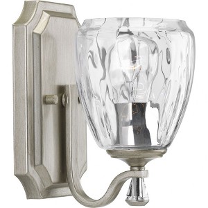 Progress Lighting Anjoux 1-Light Wall Sconce, Silver Ridge, Clear Water Glass Shade - 1 of 3