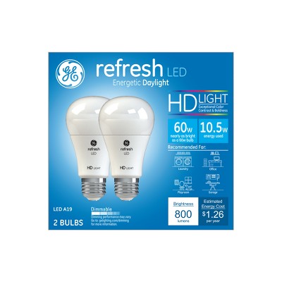 General Electric 2pk 60W Ca Refresh LED Light Bulb Long Life Dimming