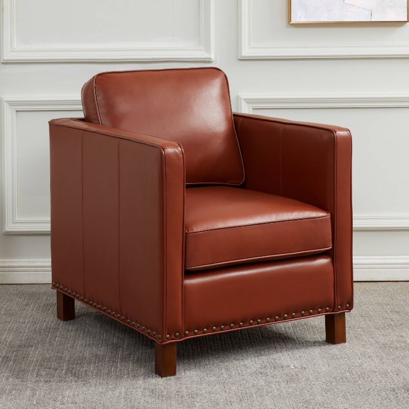 Comfort Pointe Cheshire Top Grain Leather Arm Chair Brown, 3 of 16