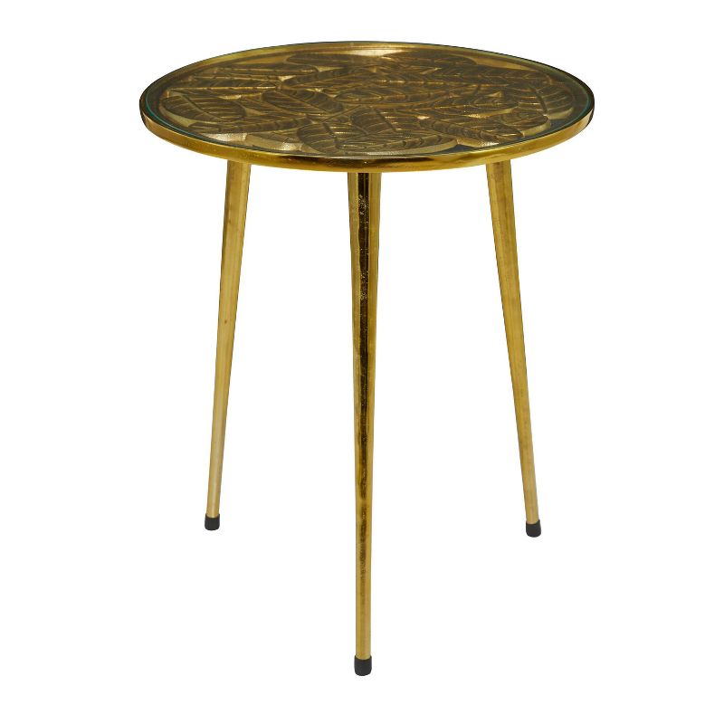 22&#34; Contemporary Metal and Glass Accent Table Gold - Olivia &#38; May, 1 of 9