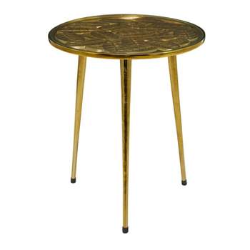 22" Contemporary Metal and Glass Accent Table Gold - Olivia & May